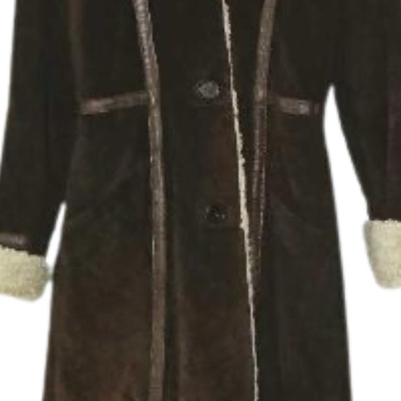 H&M H and S Women's Real Leather Long Sherpa Brown - Picture 4 of 5